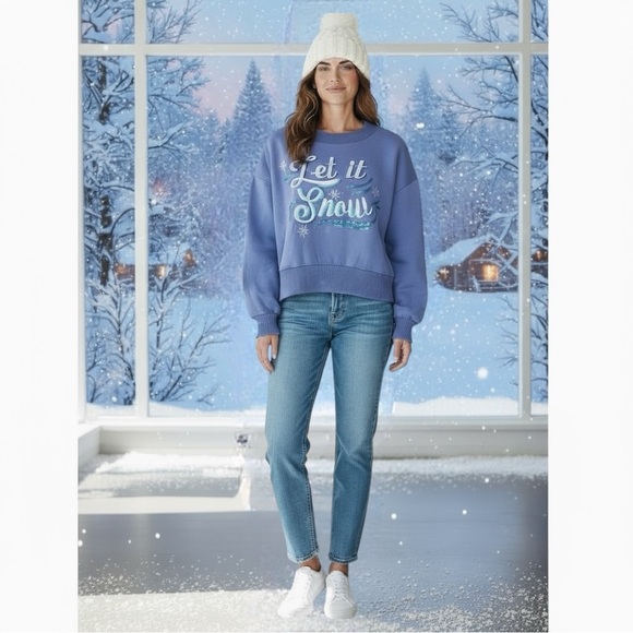 Peach Love California Tops - PEACH LOVE CALIFORNIA Let it snow sequin pull over S M L